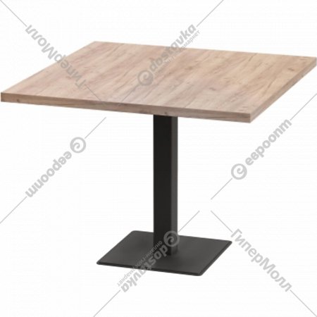 Обеденный стол «Millwood» Хельсинки, ЛДСП дуб табачный крафт/металлокаркас черный, 90х90х75 см