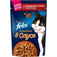 Корм для кошек «Felix Sensations» с говядиной в соусе с томатами, 85 г