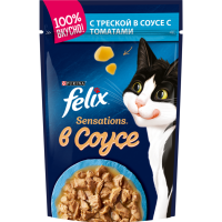 

Корм "ФЕЛИКС"СЕНС.уд.соус треска+том.85г
