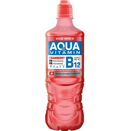 Напиток Аква Витамин негазированный c ароматом клюквы и витамином B12, 0.75 л