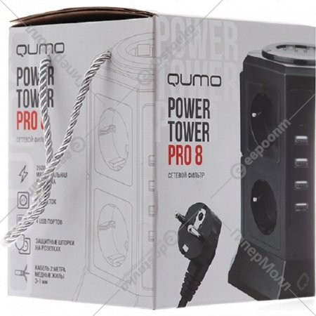 Сетевой фильтр «Qumo» Power Tower Pro, 8SP4U, P-0002, Q30557