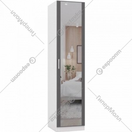 Шкаф «ИнтерМебель» МР-05, 420, 1 зеркало, белый/графит серый