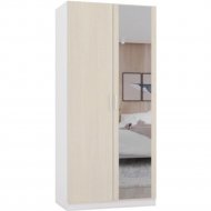 Шкаф «ИнтерМебель» МР-06, 600, 1 зеркало, белый/вудлайн кремовый