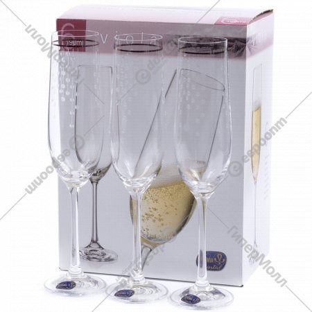 Набор бокалов для шампанского «Bohemia Crystal» Viola, 6 шт, 190 мл, 40729190