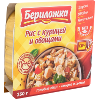 

Консервы"БЕРИЛОЖКА" (рис с кур,овощ)250г