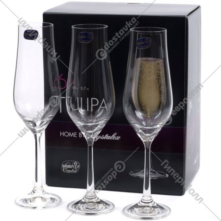 Набор бокалов для шампанского «Bohemia Crystal» Tulipa, 6 шт, 170 мл