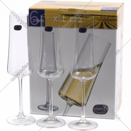 Набор бокалов для шампанского «Bohemia Crystal» Xtra, 6 шт, 210 мл
