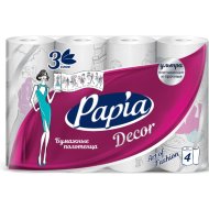 Полотенца бумажные «Papia» Decor, 3 слоя, 4 рулона