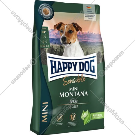 Корм для собак «Happy Dog» Mini Montana, 61248, конина/картофель, 4 кг