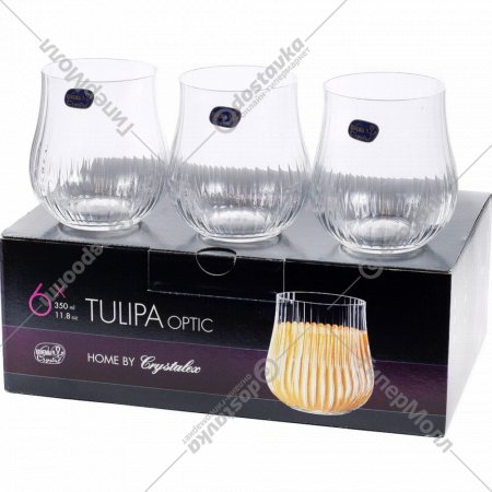 Набор стаканов «Bohemia Crystal» Tulipa optic, 25300/36/350