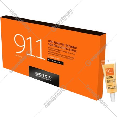 Масло для волос «Biotop» 911 Quinoa Hair Repair Oil Treatment, 6x11 мл