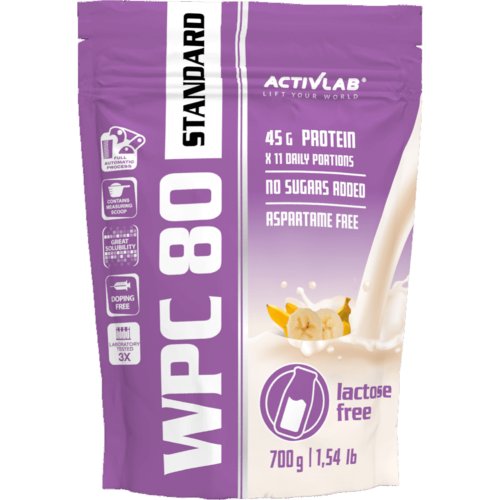 Сывороточный протеин «ActivLab» WPC 80, Standard, lactose free, banan, ACTIV/1555, 700 г