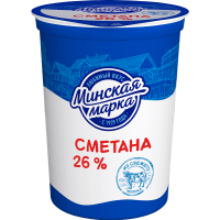 

Сметана"МИНСКАЯ МАРКА"(26%,стакан)380г