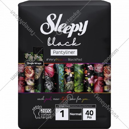 Ежедневные прокладки «Sleepy Natural» Black, Normal, 40 шт