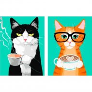 Картина по номерам «Menglei» Черный и рыжий коты, 2in1-34VP3, 60х80 см