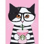 Картина по номерам «Menglei» Котик с кофе, 34VP176, 30х40 см