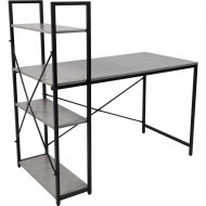 Стол письменный «AksHome» Onyx, со стеллажом, бетон/черный металл, 1200х600х750 мм