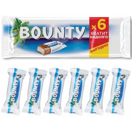 Шоколадный батончик Bounty 6х27.5 г