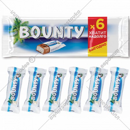 Шоколадный батончик «Bounty» 6х27.5 г