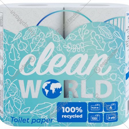 Бумага туалетная «Sipto» Clean World 4 рулона, 122 листа