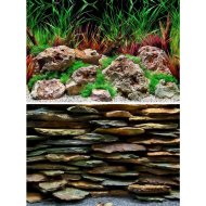 Фон для аквариума «Barbus» Каменная стена/Дикая вода, 60х124 см