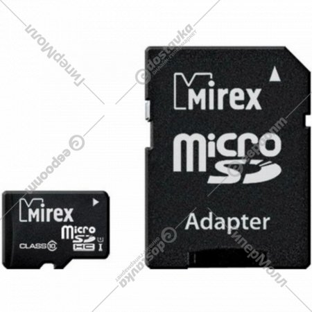 Карта памяти «Mirex» 16GB, UHS-I, class10, с адаптером.