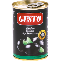

Оливки черные "GUSTO" (б/к,ж/б) 280г