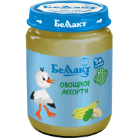 

Пюре"БЕЛЛАКТ"(овощ.ассорти,с 5месяц)170г