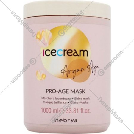 Маска для волос «Inebrya» Icecream Argan Age, 1026333, для придания блеска, с аргановым маслом, 1 л