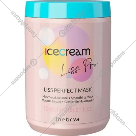 Маска для волос «Inebrya» Icecream Liss Pro, 1026358, разглаживающая, для непослушных и пористых волос, 1 л