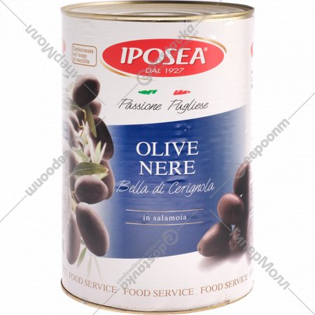 Маслины «Iposea» Белла ди Чериньола, консервированные, 4.2 кг