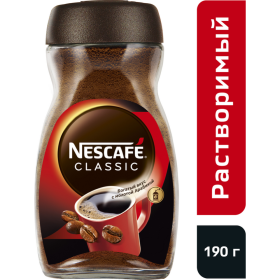 Кофе рас­тво­ри­мый «Nescafe» Classic, с до­бав­ле­ни­ем мо­ло­то­го, 190 г