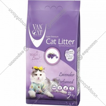 Наполнитель для туалета «Van Cat» Lavender, аромат лаванды, 5 кг