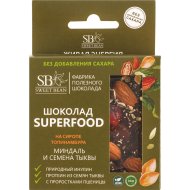 Шоколад «Sweet Bean Superfood» миндаль и семена тыквы на сиропе топинамбура, 45 г