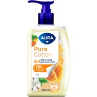 Крем-мыло для рук и тела Aura Pure Cotton, Хлопок и мед, 300 мл