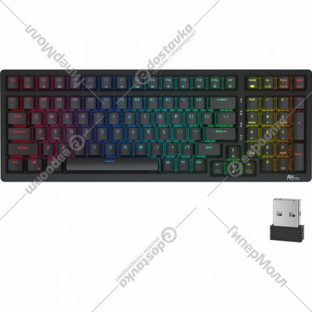 Клавиатура «Royal Kludge» RK98 Black, USB/2.4 GHz/Bluetoth, RGB, Hot Swap, Red switch