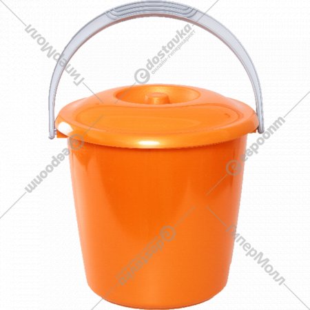 Ведро «Соло» пластмассовое с крышкой, оранжевый, 10 л