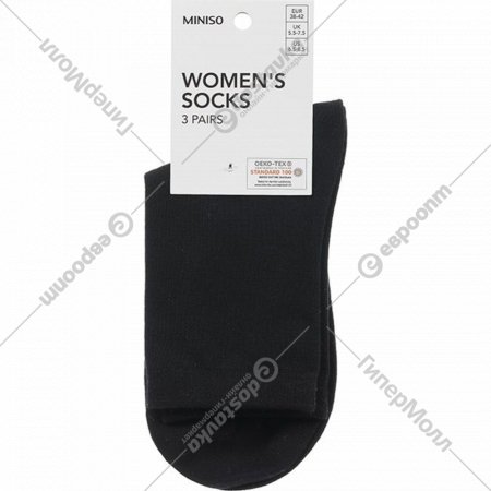 Носки женские «Miniso» черный, 2010007910101, 3 пары