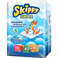 Пеленки одноразовые детские «Skippy» Simple Waterproof, 60x90 см, 30 шт