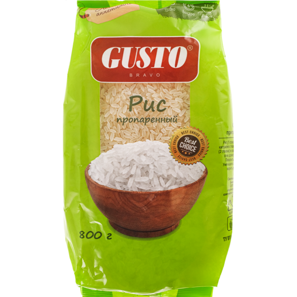 Рис «Gusto» пропаренный, шлифованный, 800 г купить в Минске: недорого ...
