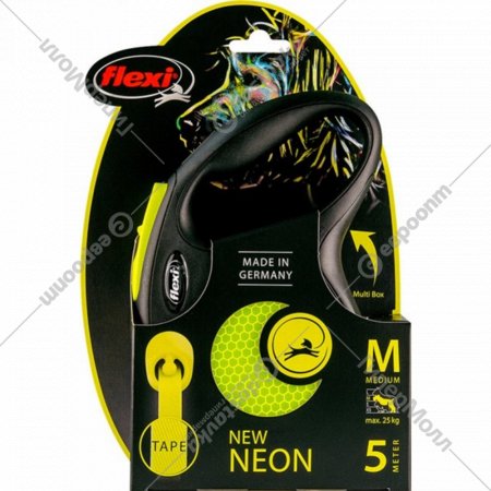 Поводок-рулетка «Flexi» New Classic Neon, 31704, M, 25 кг, лента, 5 м