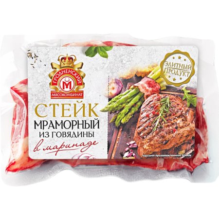Полуфабрикат стейк из говядины «Мраморный» в маринаде, 1 кг, фасовка 0.4 кг