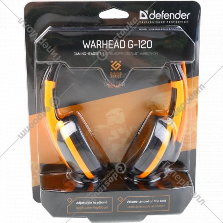 Наушники-гарнитура «Defender» Warhead G-120 / 64099, черные, оранжевые