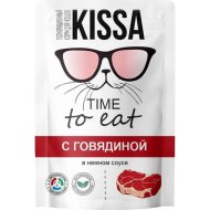 Корм для кошек «Kissa» консервированный, с говядиной в соусе, 28х75 г