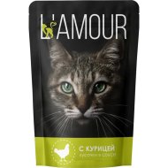 Корм для кошек «Lamour» консервированный, с курицей в соусе, 28х75 г