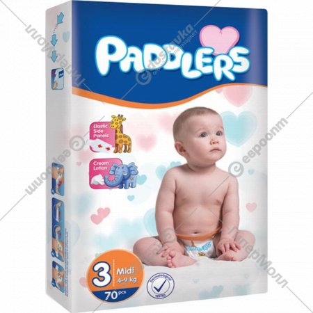 Подгузники детские «Paddlers» Jumbo pack, размер Midi, 4-9 кг, 70 шт
