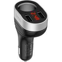 

Автомоб.ЗУ"HOCO"(2USB вых,дисп,прик,чёр)