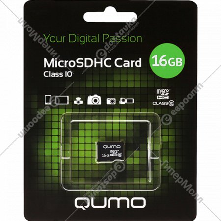 Карта памяти «Qumo» MicroSDHC, 16GB, QM16GMICSDHC10U1