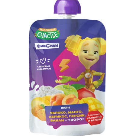 Творожок «Фиксики» манго-абрикос-персик, 85 г