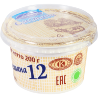 

Сметана (п/ст, 12%) 200 г